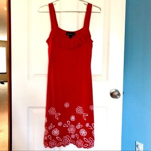 INC Red summer dress with embroidered details